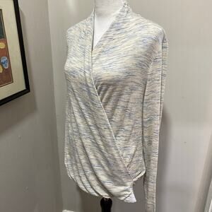 Anthropologie Saturday Sunday Blue Marl Long Sleeve Surplice Front Sweater SMALL